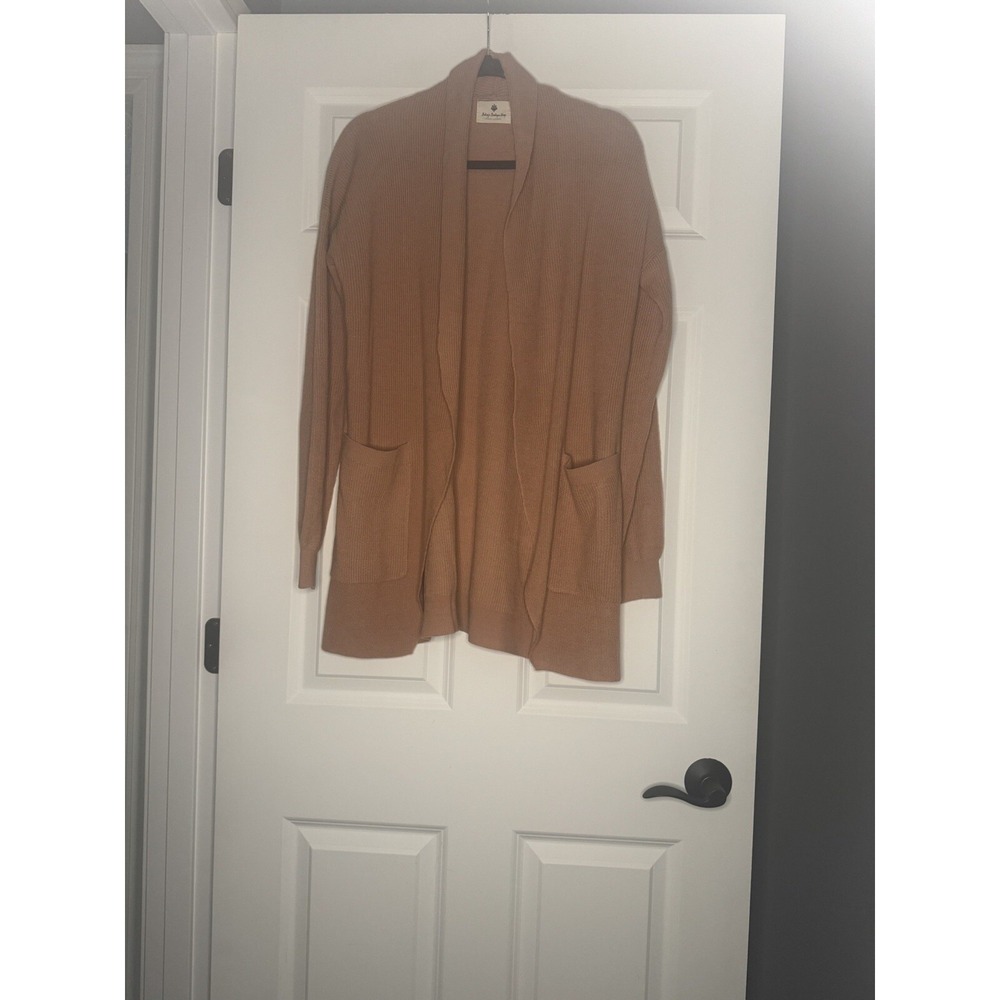 Betseys Boutique Shop Open Front Cardigan Sweater Xl Ribbed Mauve